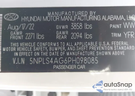 2023 Hyundai Elantra Sel z USA, uszkodzony, nr VIN 5NPLS4AG6PH098085